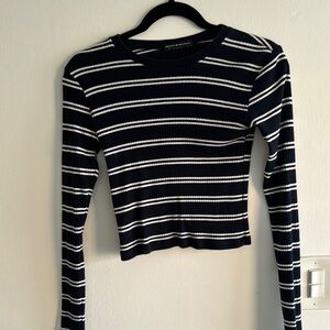 Navy blue and White Striped Long Sleeve Top